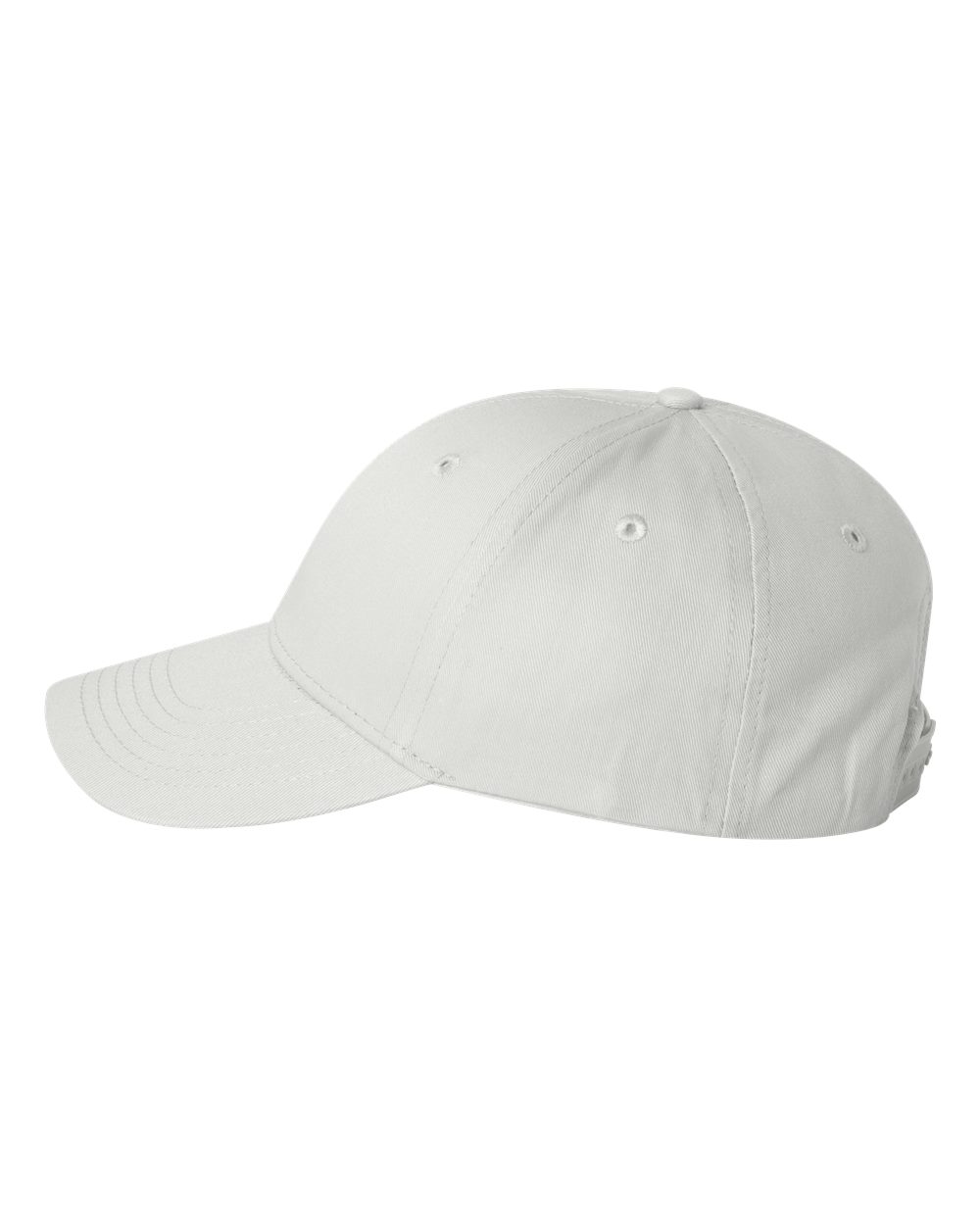 Left View of White Lightweight Twill Cap - VC100