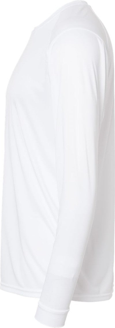 Left View of White Long Islander Performance Long Sleeve T-Shirt - 210