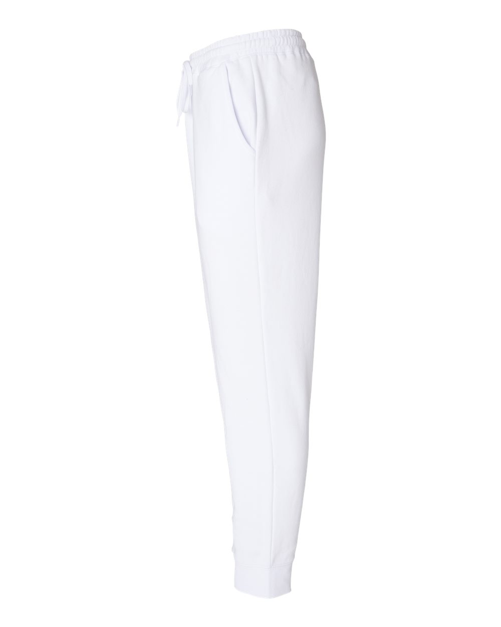 Left View of White Midweight Fleece Pants - IND20PNT