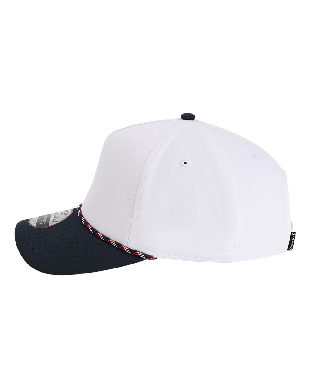 Left View of White/ Navy/ Navy/ Red/ White The Wrightson Cap - 5054