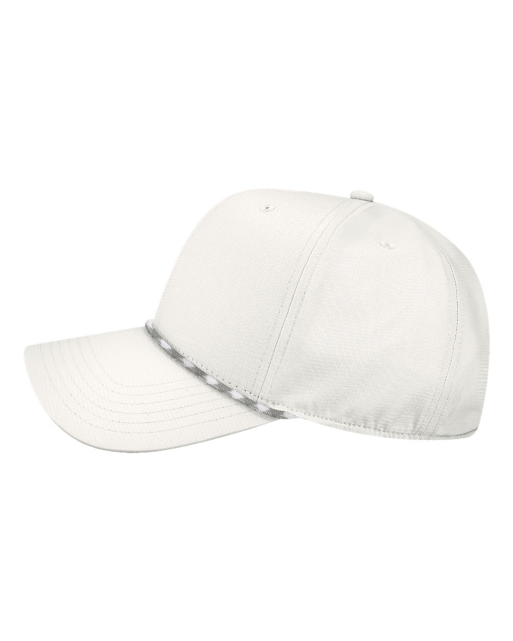 Left View of White-Neutral/ Grey Six-Panel Ripstop Rope Cap - RIPPER