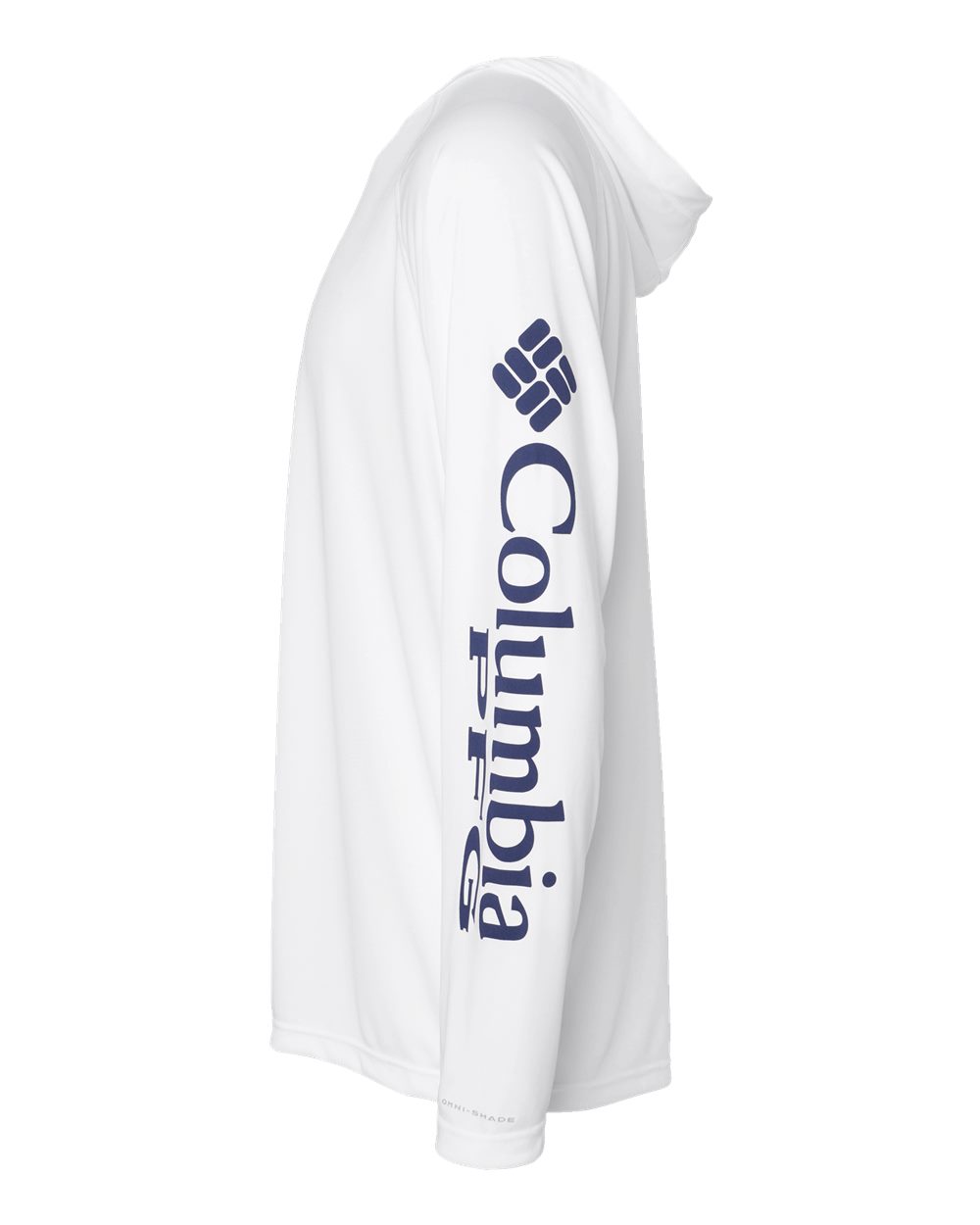 Left View of White/ Nightshade PFG Terminal Tackle™ Hooded Long Sleeve T-Shirt - 212482