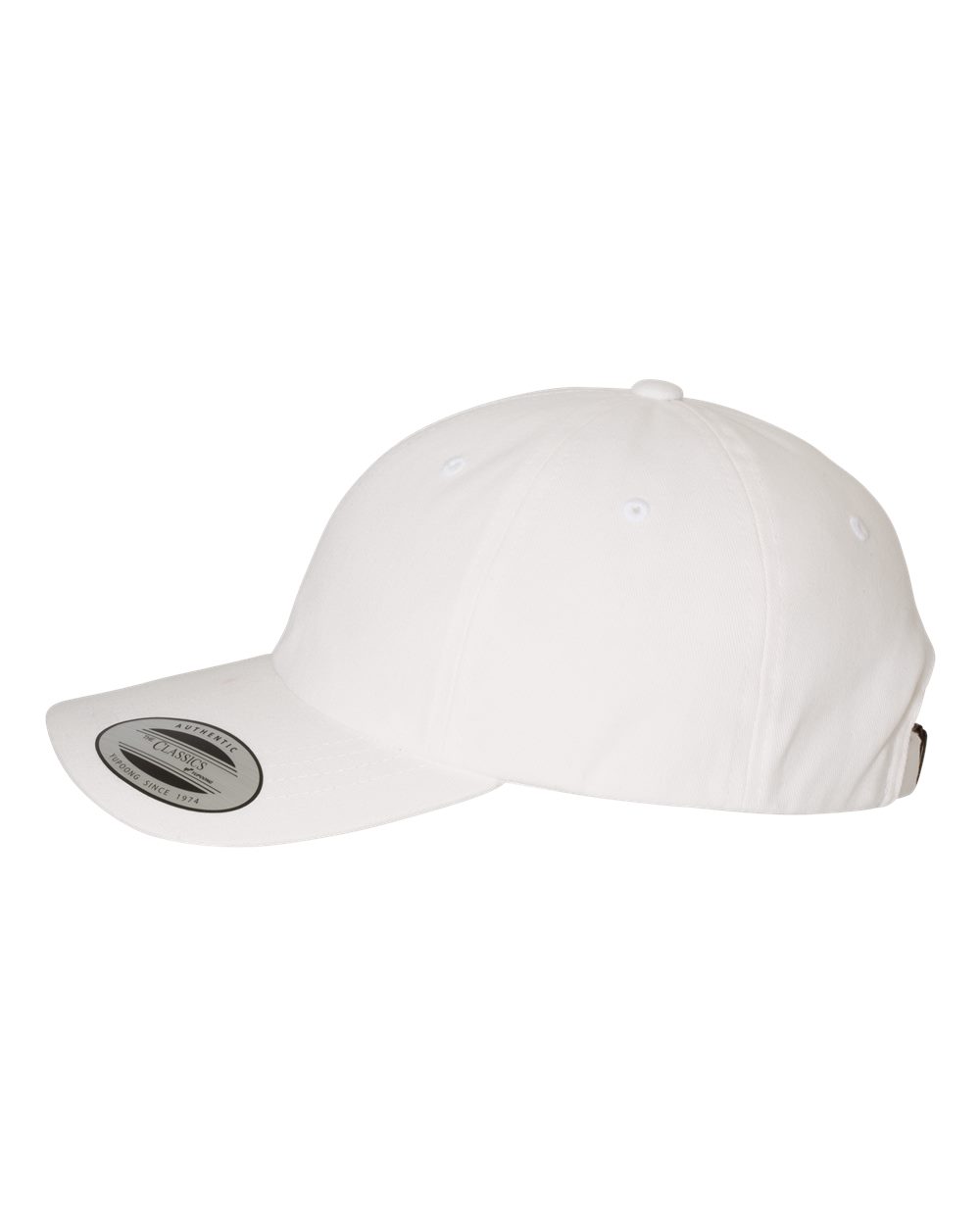 Left View of White Peached Cotton Twill Dad Hat - 6245PT