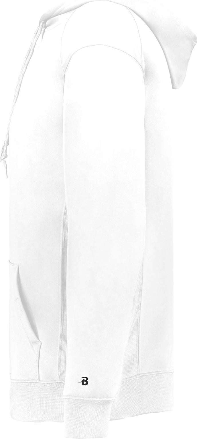 Left View of WHITE PERFORMANCE FLEECE HOODIE