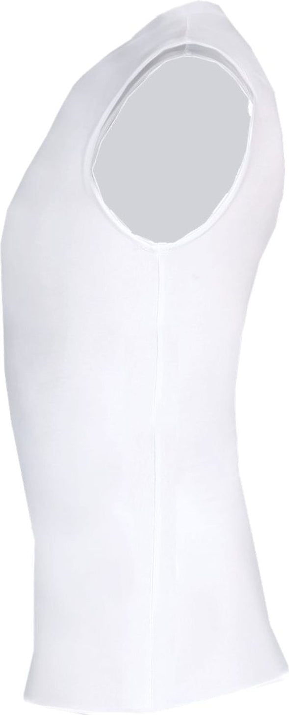 Left View of WHITE PRO COMPRESSION SLEEVELESS CRE