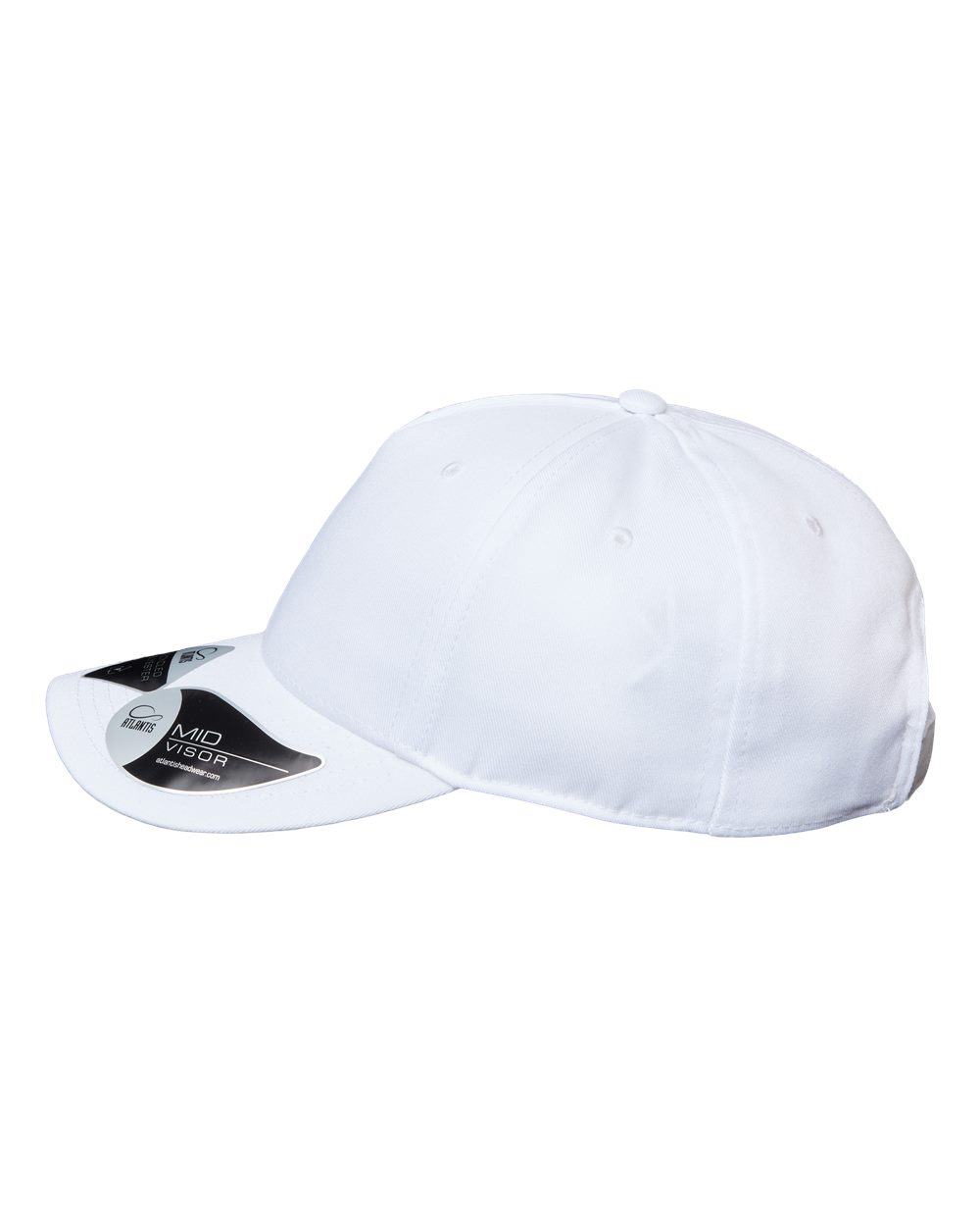 Left View of White Sustainable Five-Panel Cap - FIJI