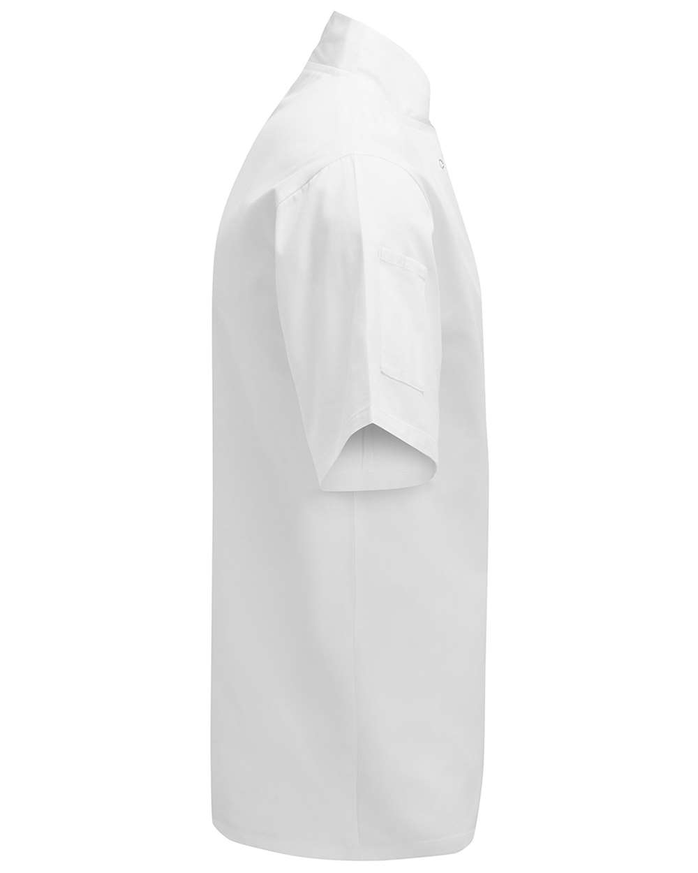Rear View of White Ten Studded Front Chef Short Sleeve Coat - RP664