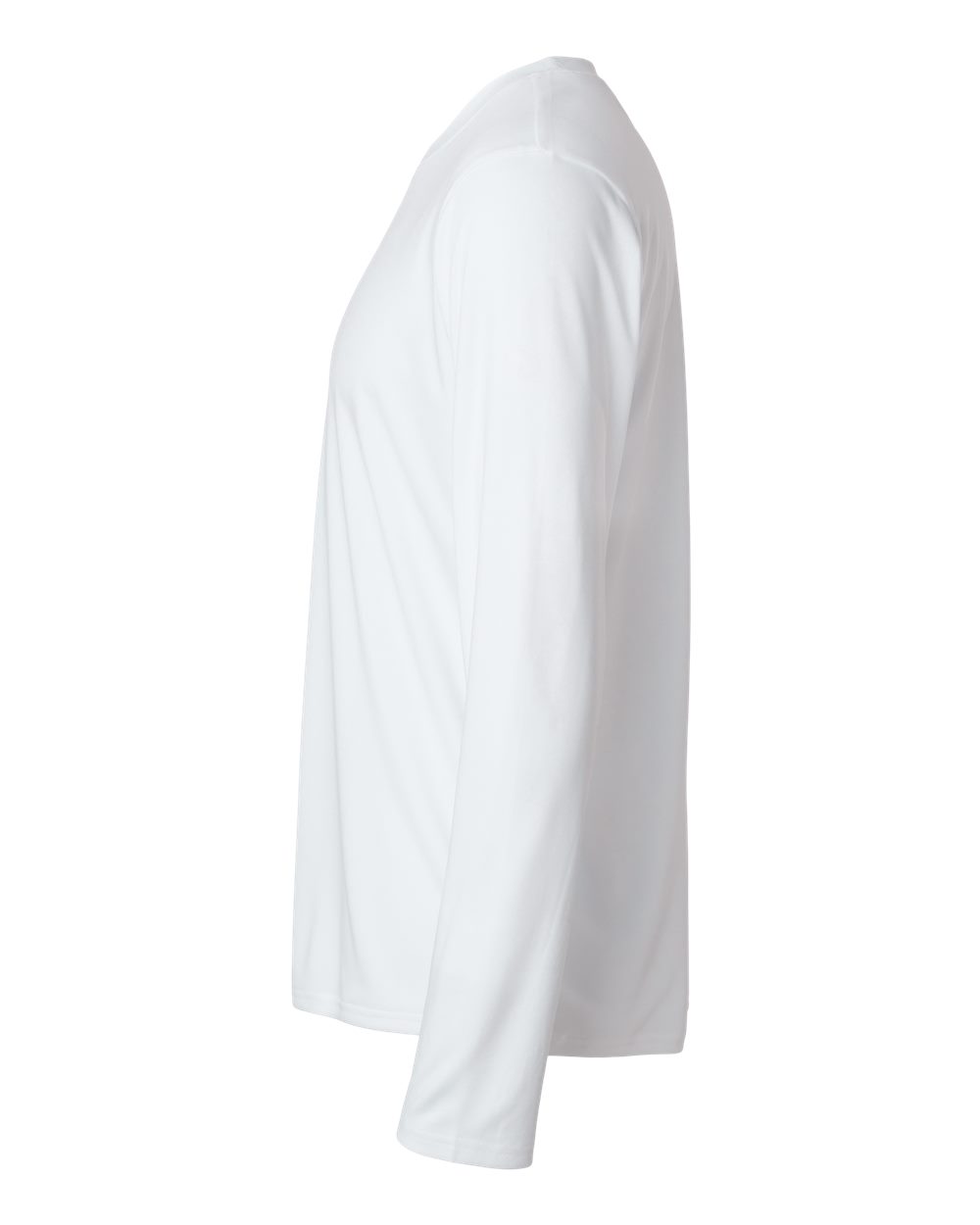 Left View of White Unisex Tall Pro-Lock Performance Long Sleeve T-Shirt - 48400T plain