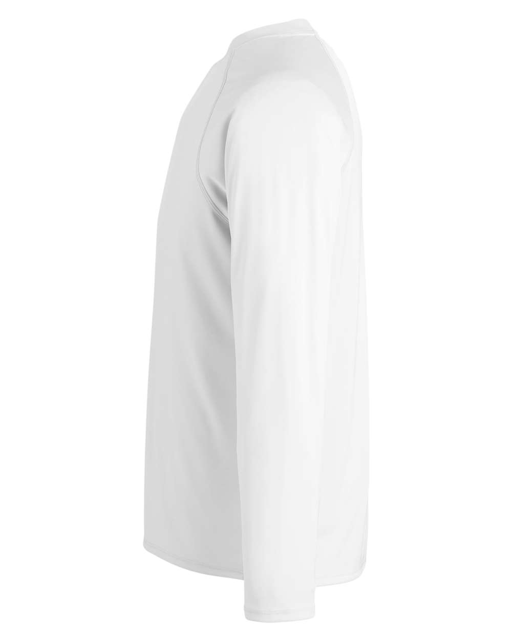Left View of White Unisex Ultra UVP™ Marina Raglan Long Sleeve T-Shirt - CE110