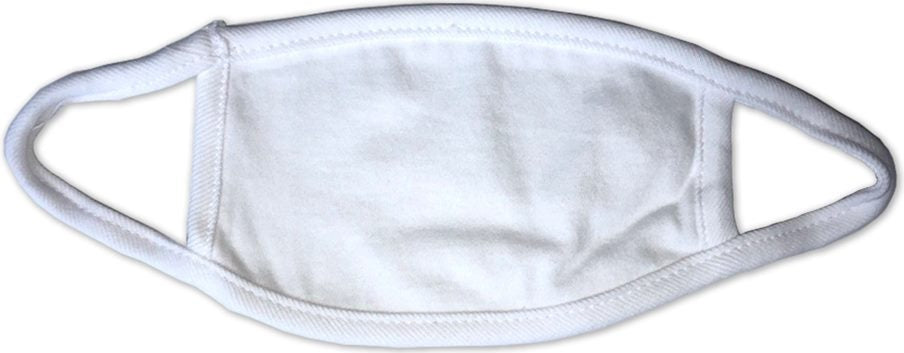Left View of White/ White Kids 100% Cotton 2-Ply Face Mask - 005
