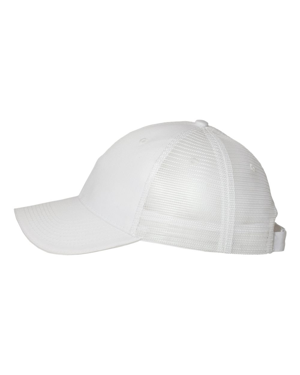 Left View of White/ White Sandwich Trucker Cap - S102