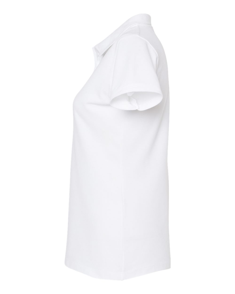 Left View of White Women&#39;s 50/50 Sport Pique Polo - 401