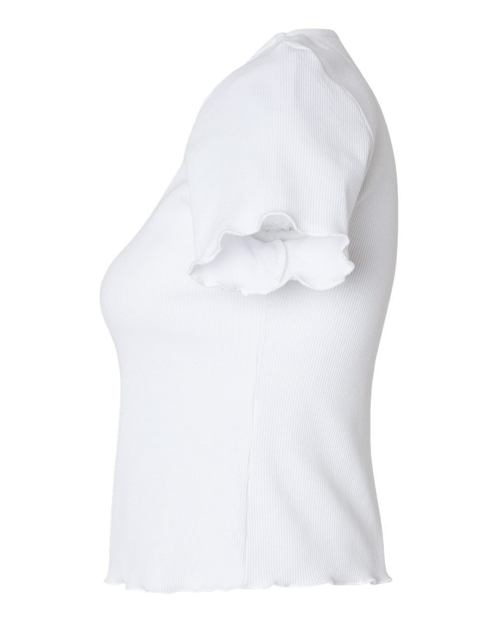 Left View of White Women&#39;s Baby Rib T-Shirt - BW2403