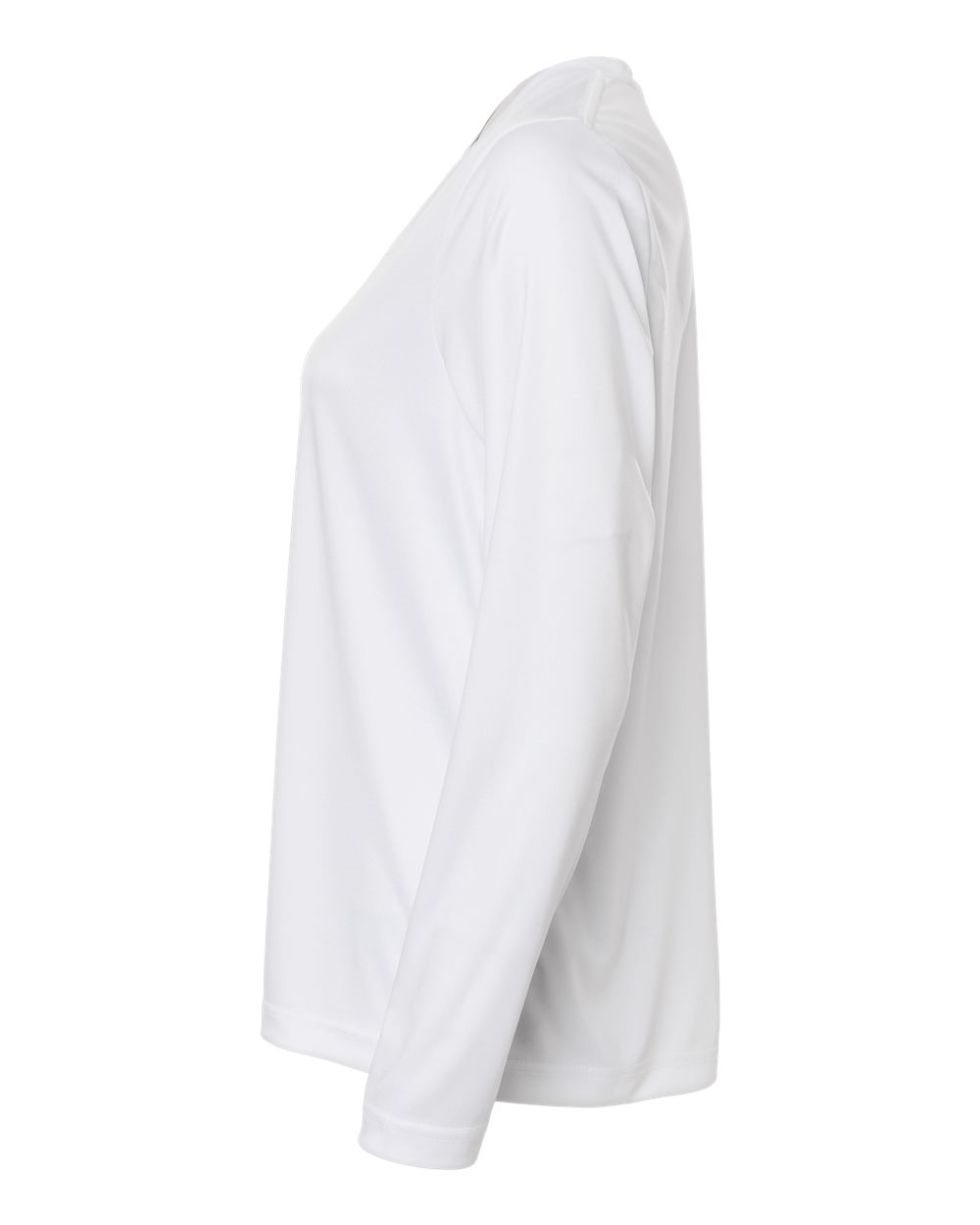 Left View of White Women's Capital Performance Long Sleeve T-Shirt - CE10LW plain