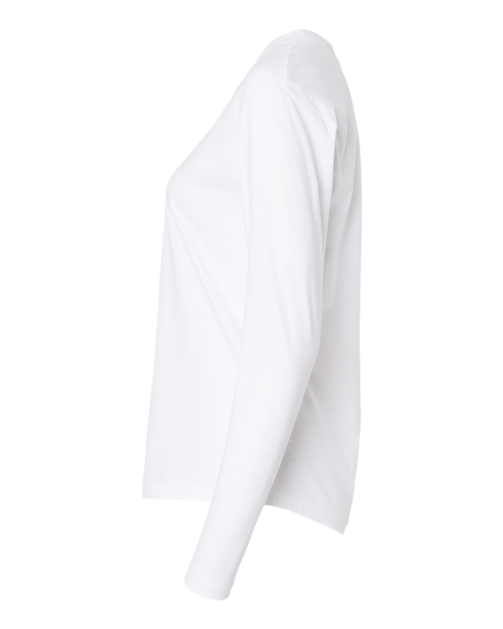 Left View of White Women&#39;s Cotton Relaxed Long Sleeve T-Shirt - 3911