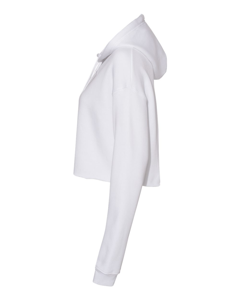 Left View of White Women&#39;s Crop Fleece Hoodie - 7502