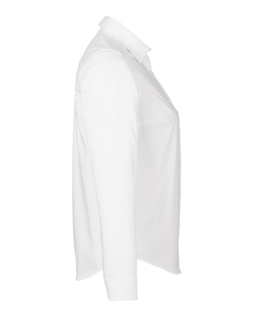 Left View of White Women&#39;s CrownLux Performance® Spencer Poplin Dress Shirt - DG505W