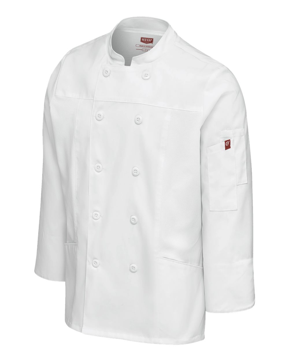 Left View of White Women&#39;s Deluxe Airflow Chef Coat - 053W