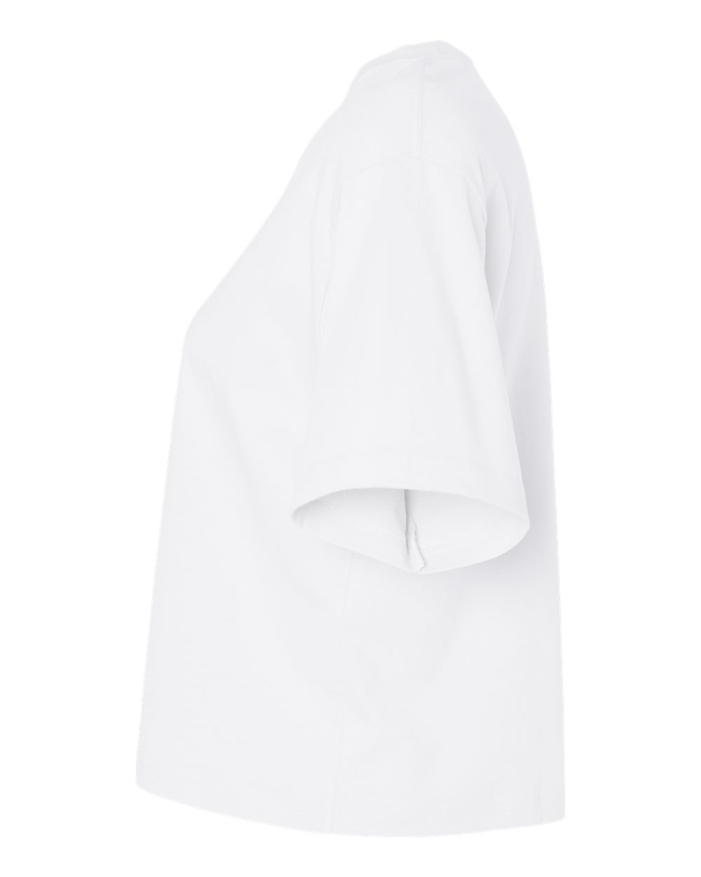 Left View of White Women&#39;s Fine Jersey Boxy Tee - 102