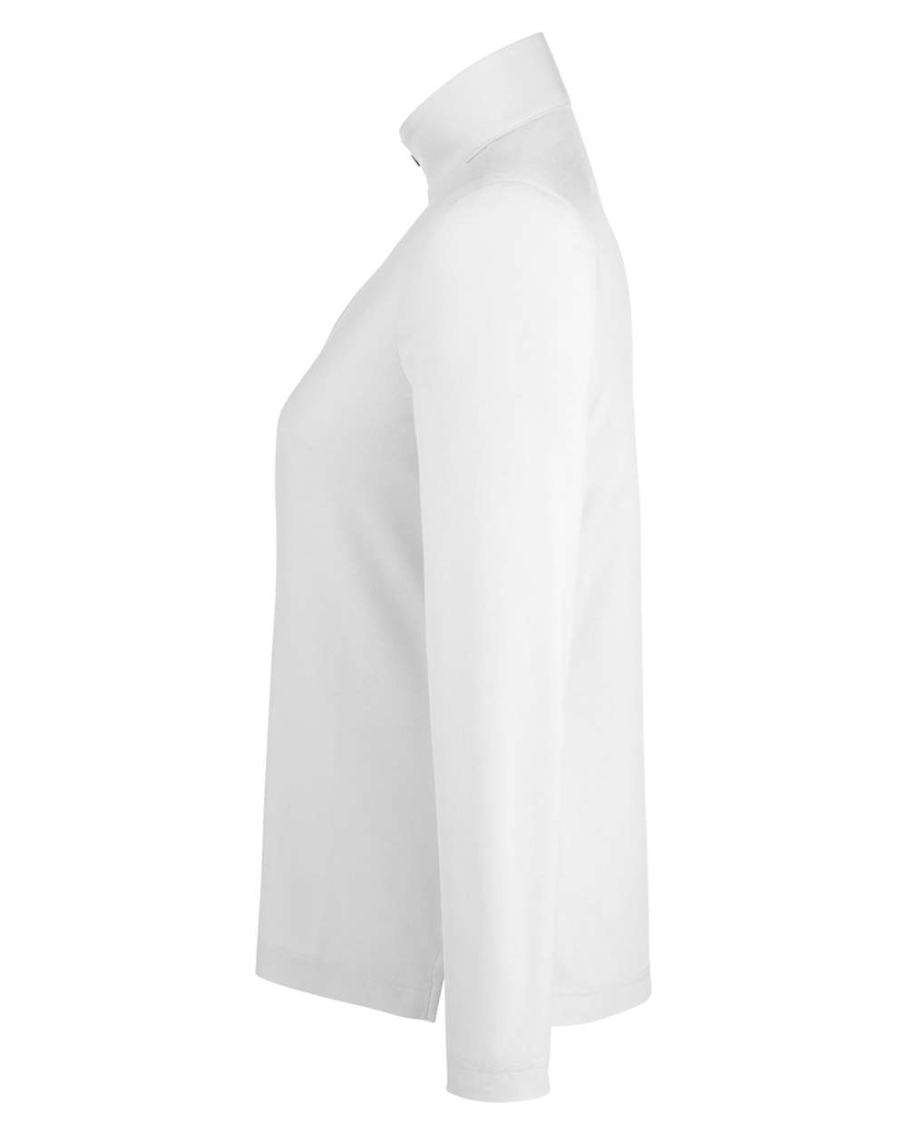 Left View of White Women&#39;s Fusion ChromaSoft™ Pique Quarter-Zip Pullover - CE405W