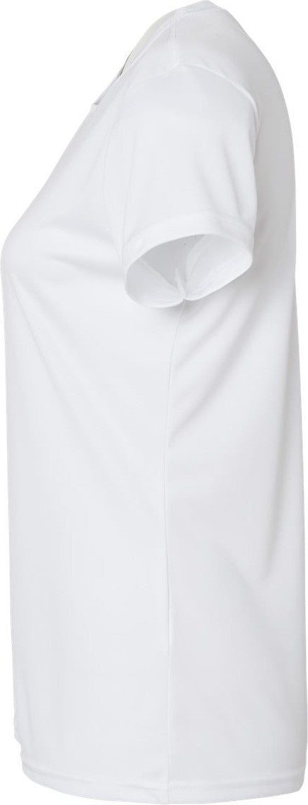 Left View of White Women's Islander Performance T-Shirt - 204