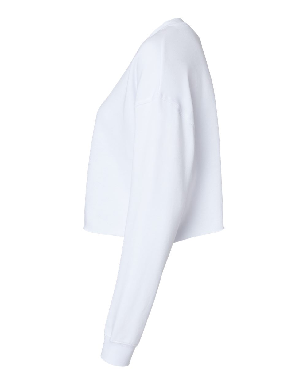 Left View of White Women&#39;s Lightweight Crop Crewneck Sweatshirt - AFX24CRP