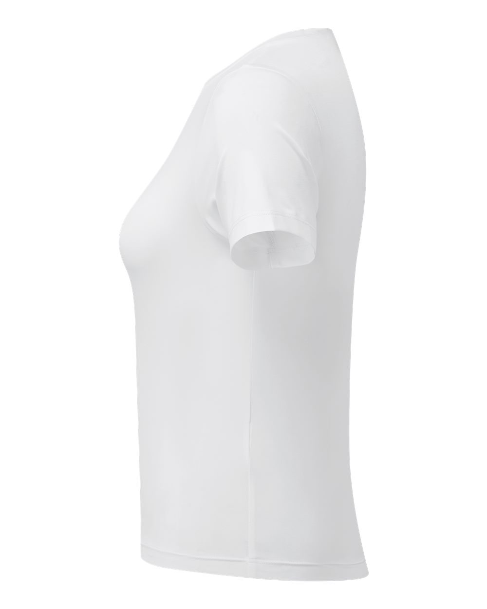Left View of White Women's Luxe Fitted Tee - TD653 plain