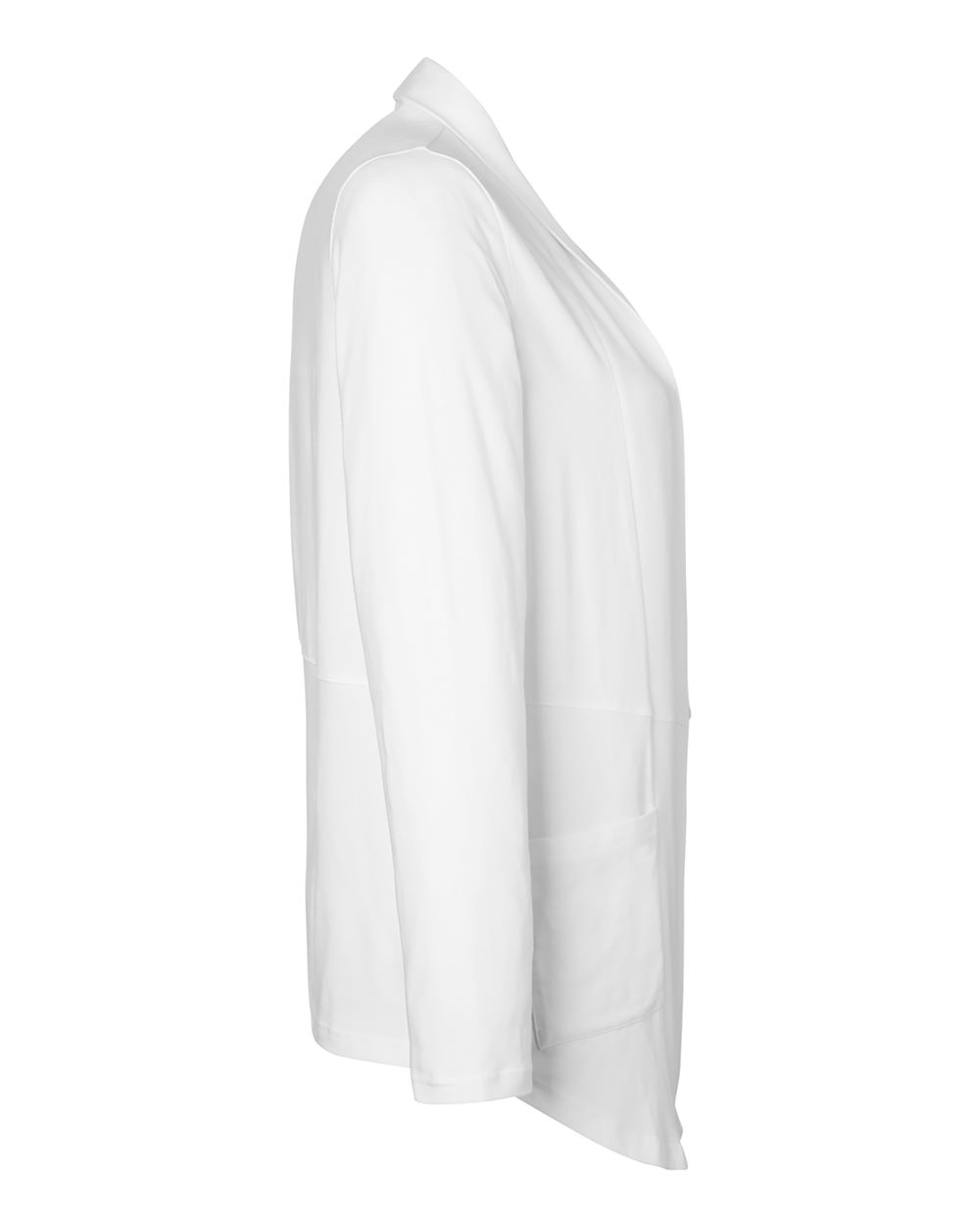 Left View of White Women&#39;s Raleigh Stretch Cardigan - DP125W