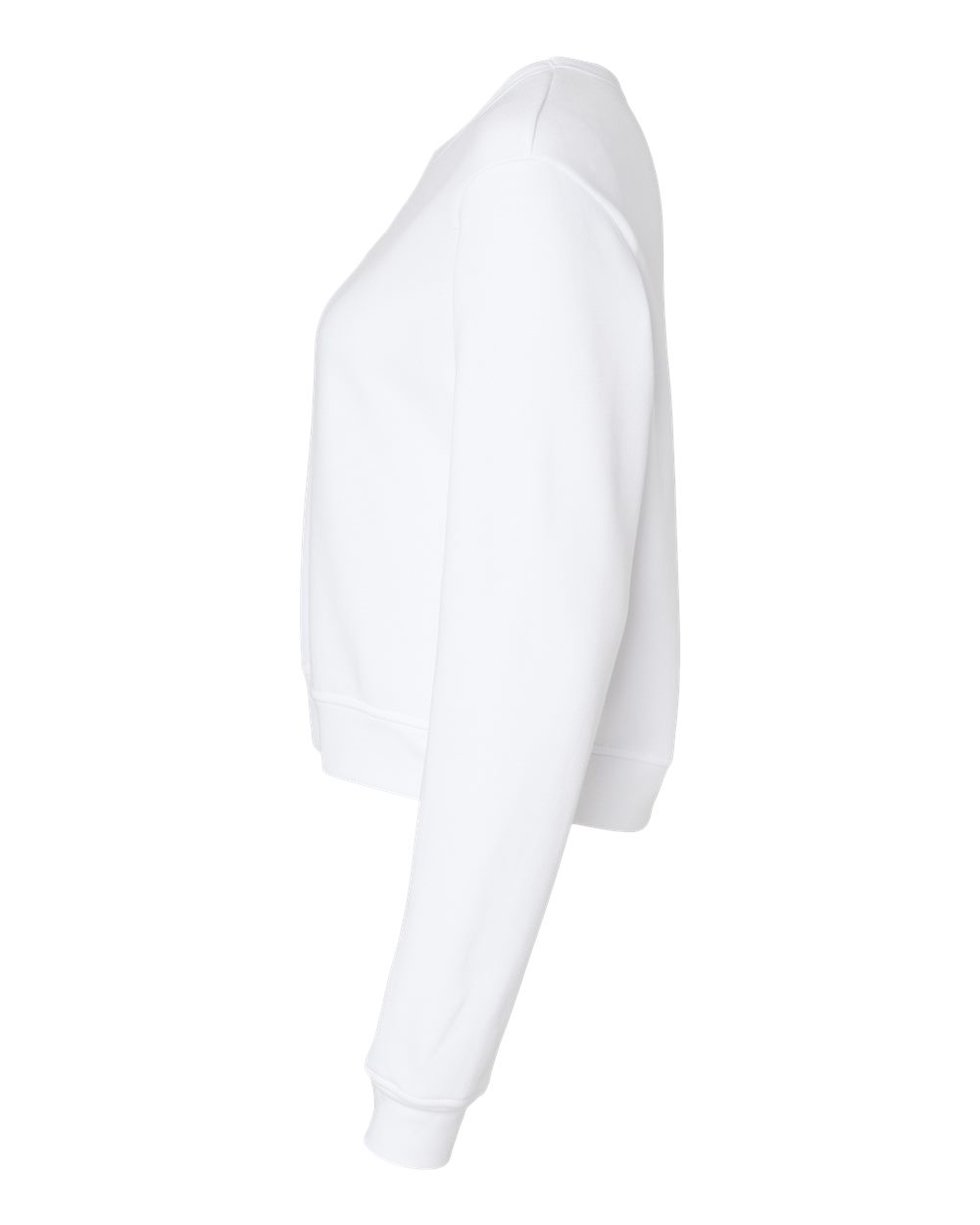 Left View of White Women&#39;s Sponge Fleece Classic Crewneck Sweatshirt - 7511