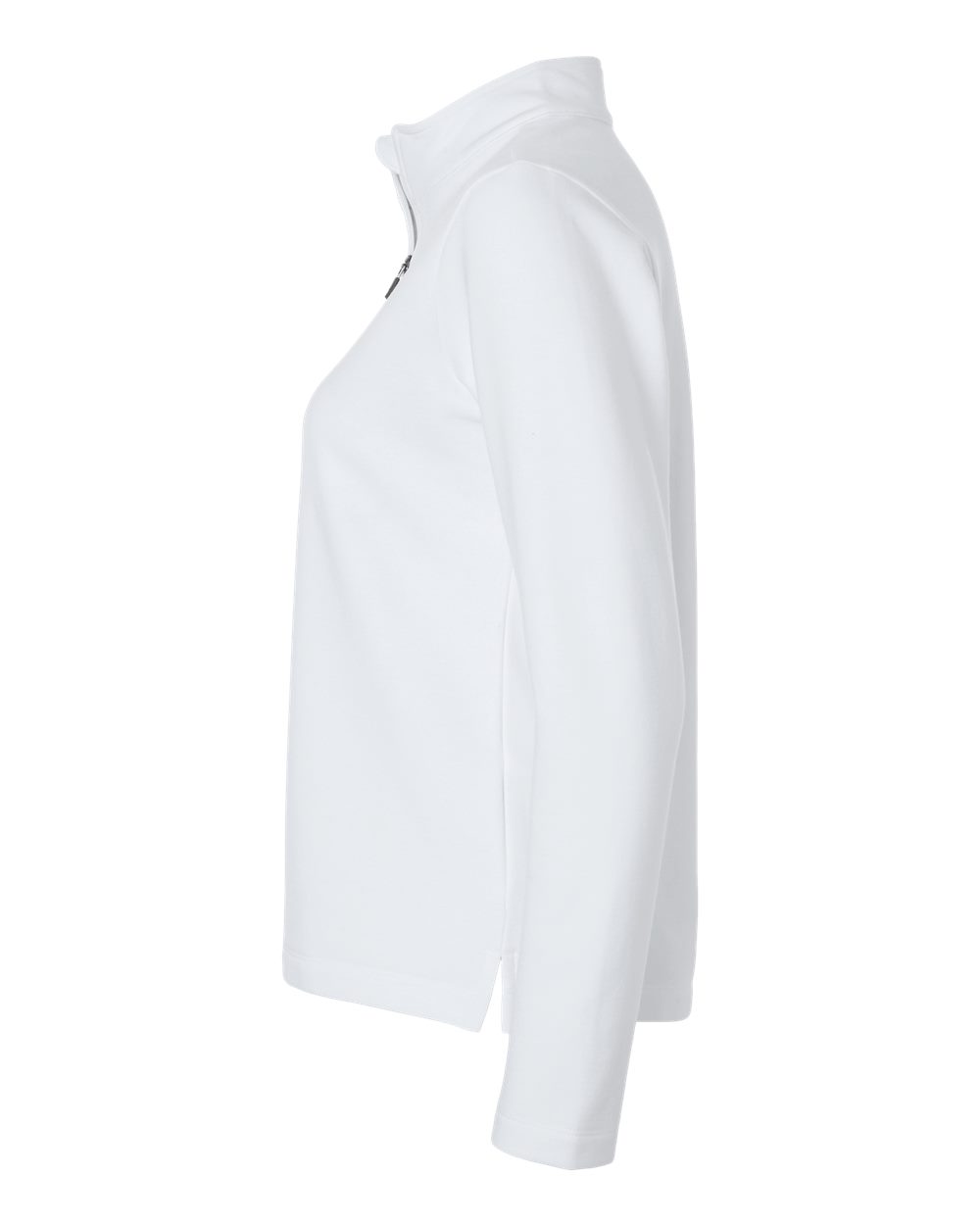 Left View of White Women's Stretch Quarter-Zip Fleece Pullover - STF870L plain