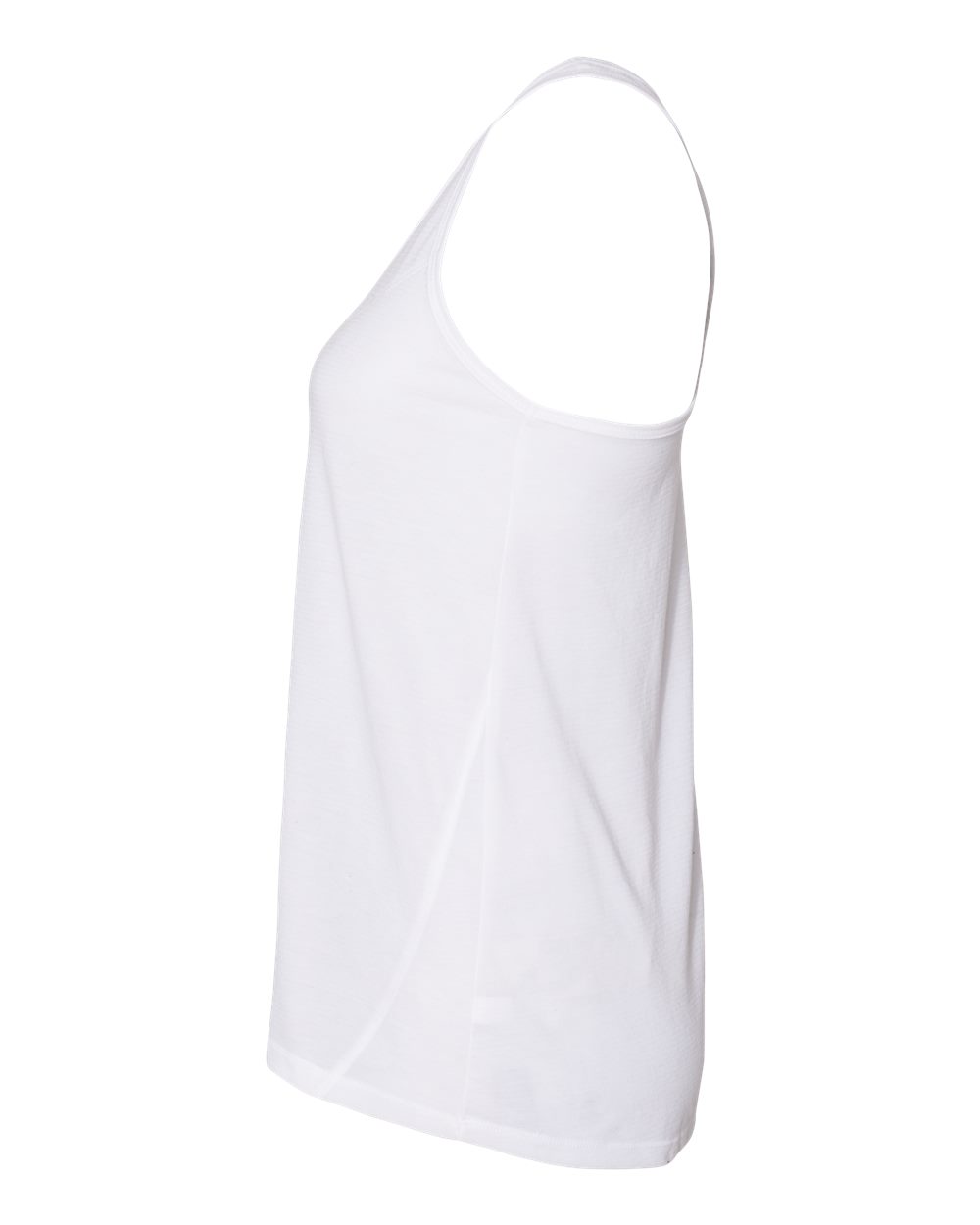 Left View of White Women&#39;s Tiger Slub Racerback Tank Top - T81