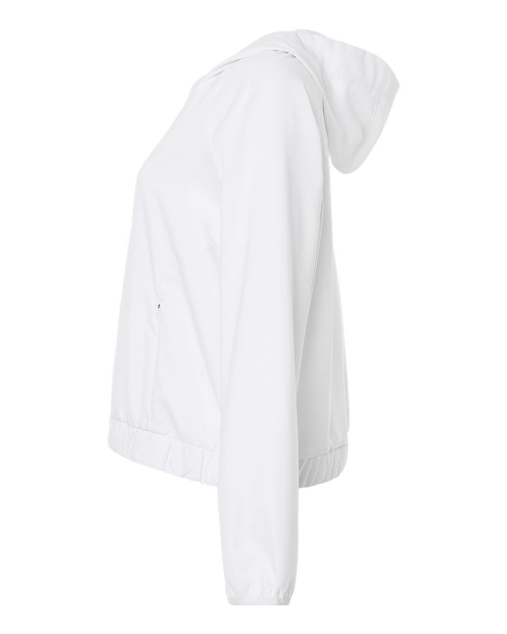 Left View of White Women's UltraUVP Shoreline Long Sleeve Hooded Pullover - CE520LW plain
