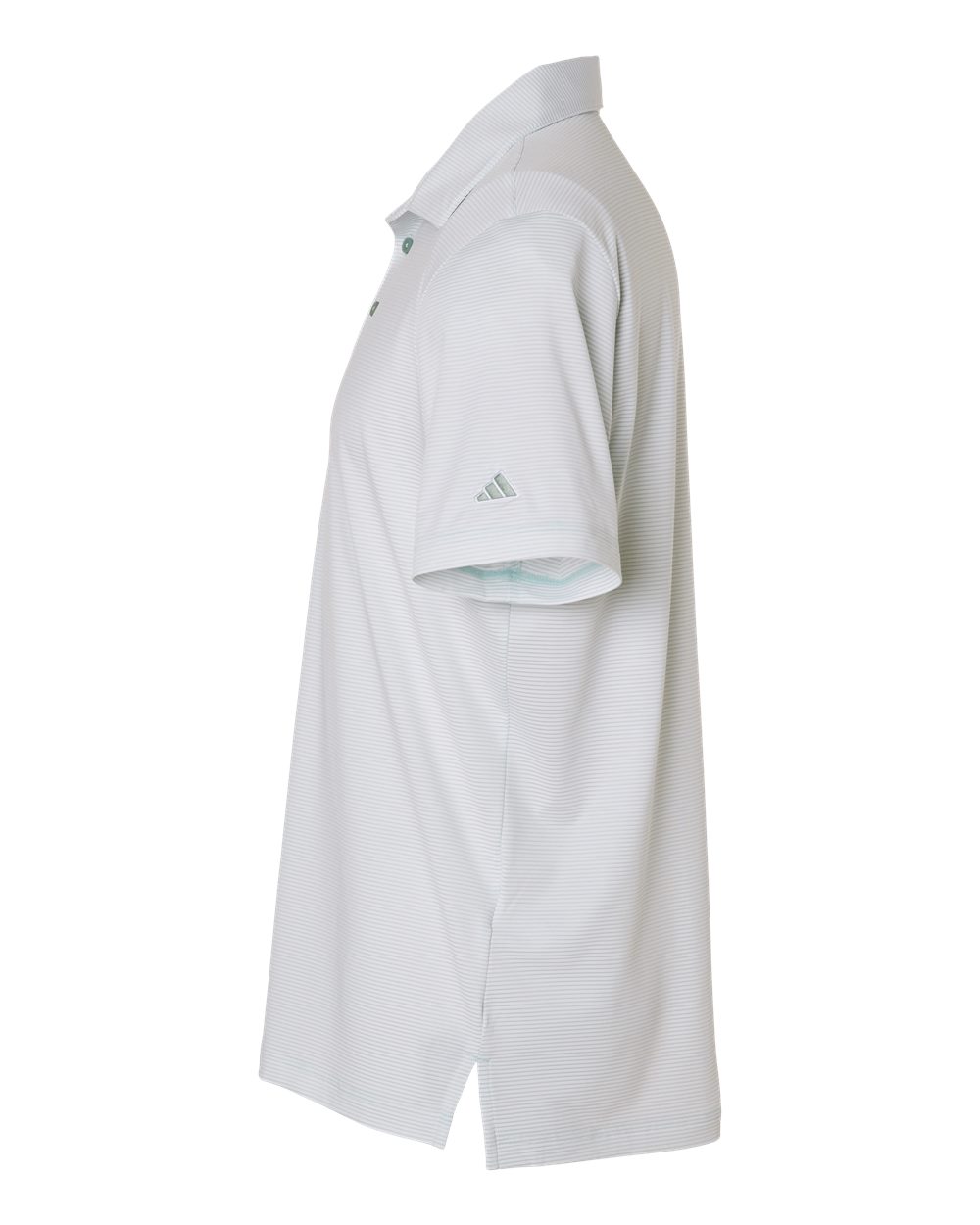 Left View of White/ Wonder Sage Men's Ultimate365 Pencil Stripe Climacool Polo - A2026 plain