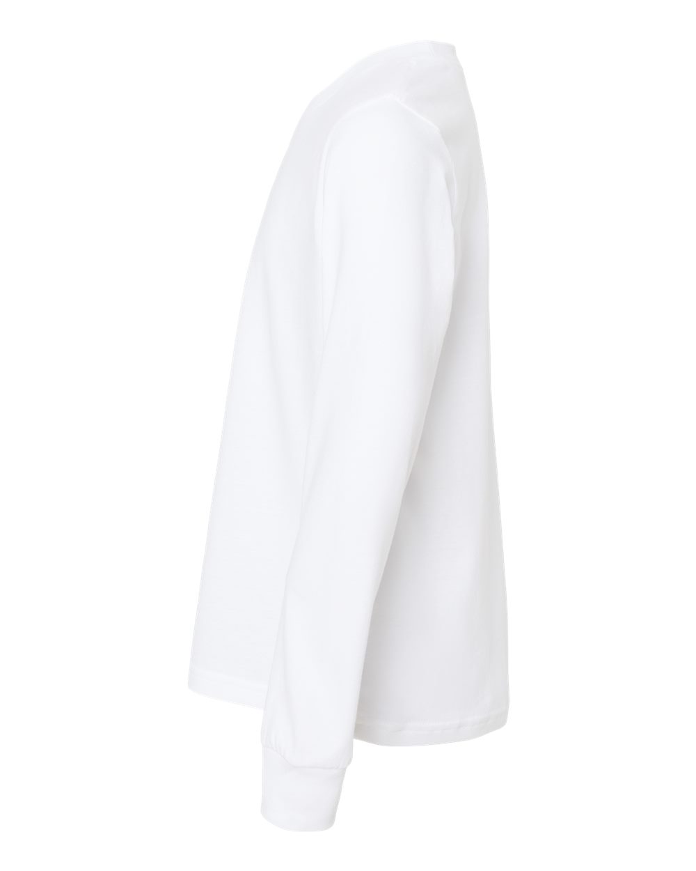 Left View of White Youth Cotton Long Sleeve T-Shirt - 3311