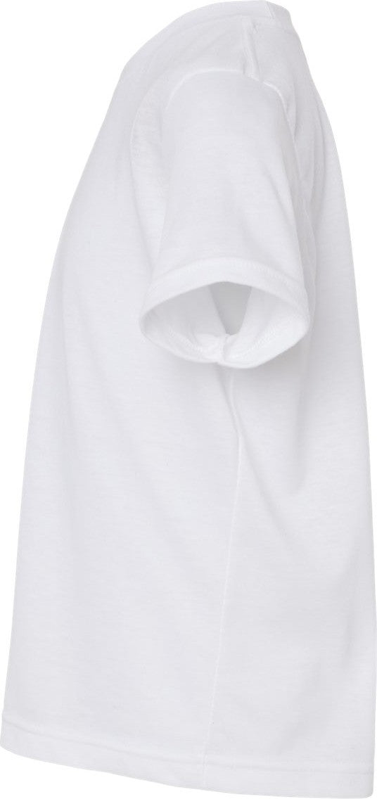 Left View of White Youth Poly-Rich T-Shirt - 265
