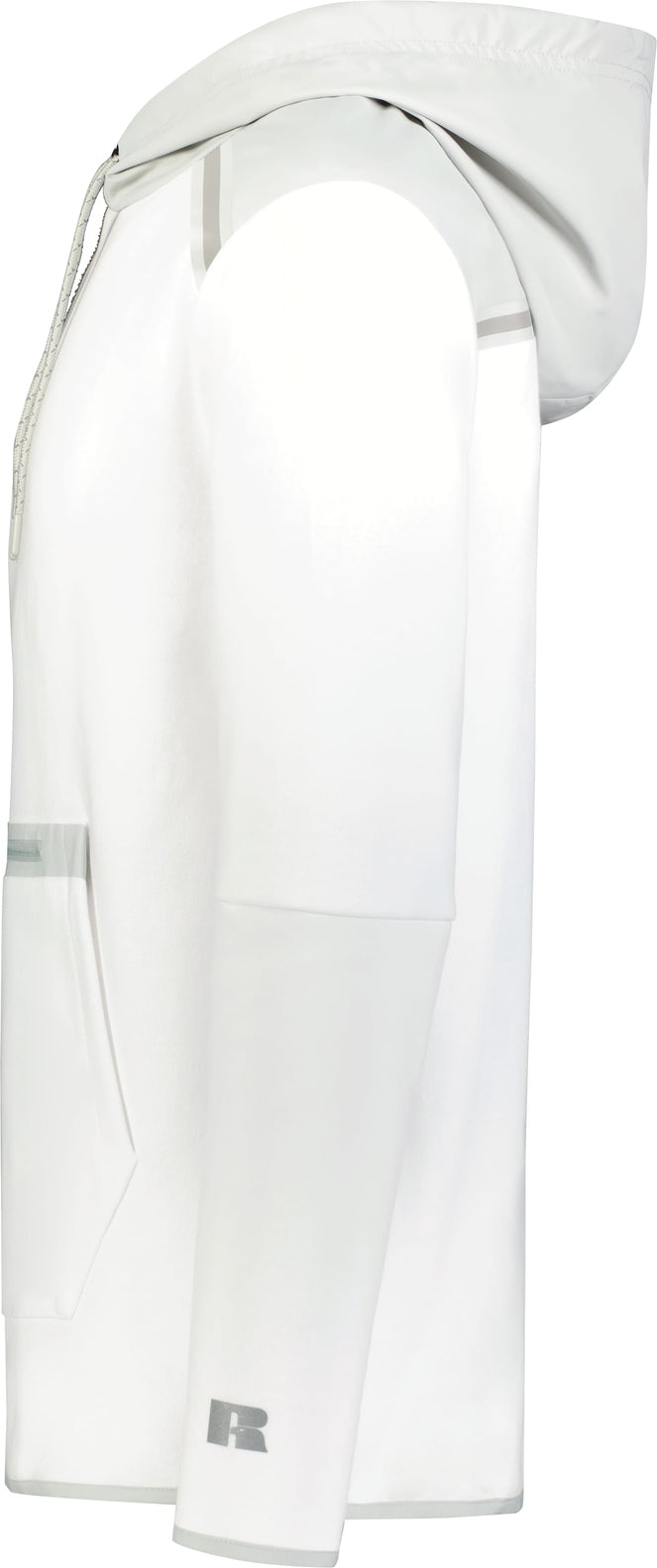 Left View of WHITE/GRID IRON SILVER LEGEND TECH FLEECE HOODIE