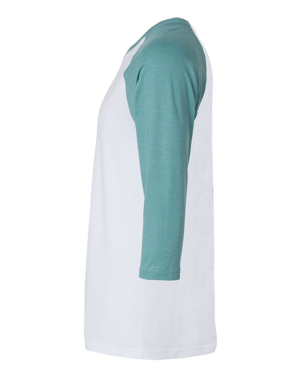 Left View of White/Heather Arctic CVC Three-Quarter Sleeve Tee - 2003CVC