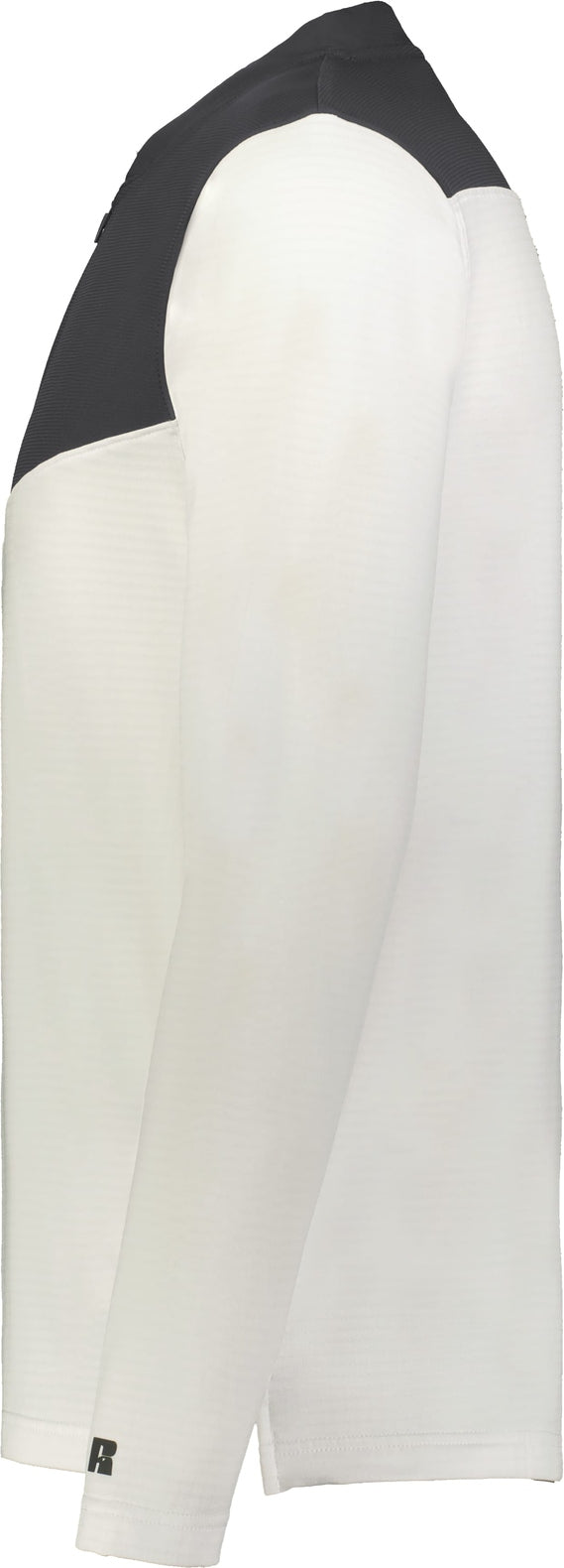 Left View of WHITE/STEALTH SIDELINE GRID 1/4 ZIP PULLOVER