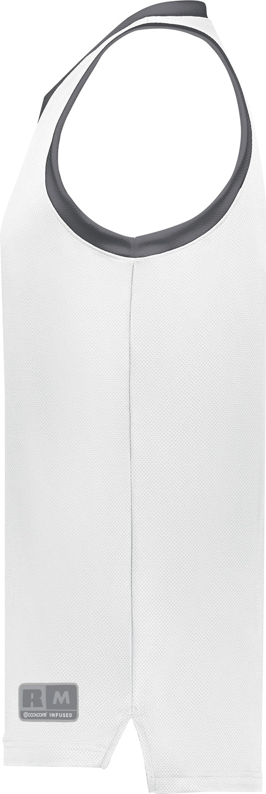 Left View of WHITE/STEALTH YTH COOLCORE ELITE JERSEY