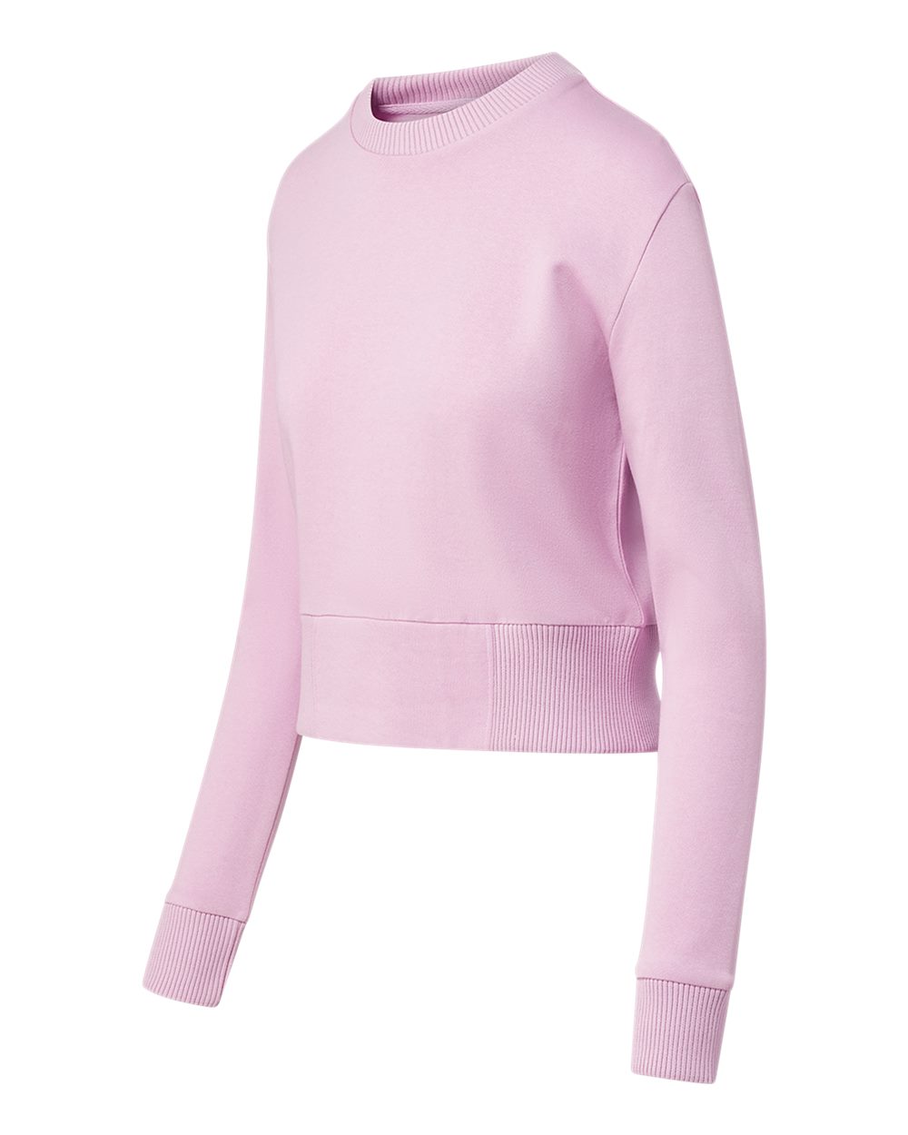 Left View of Wisteria Women&#39;s Romi Cloud Fleece Crop Crewneck Sweatshirt - W22106