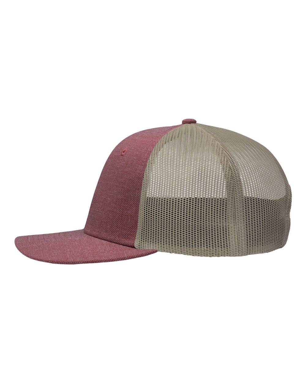 Left View of X Hatch Red/ Khaki Modern Six-Panel Trucker Fit Cap - SP1650