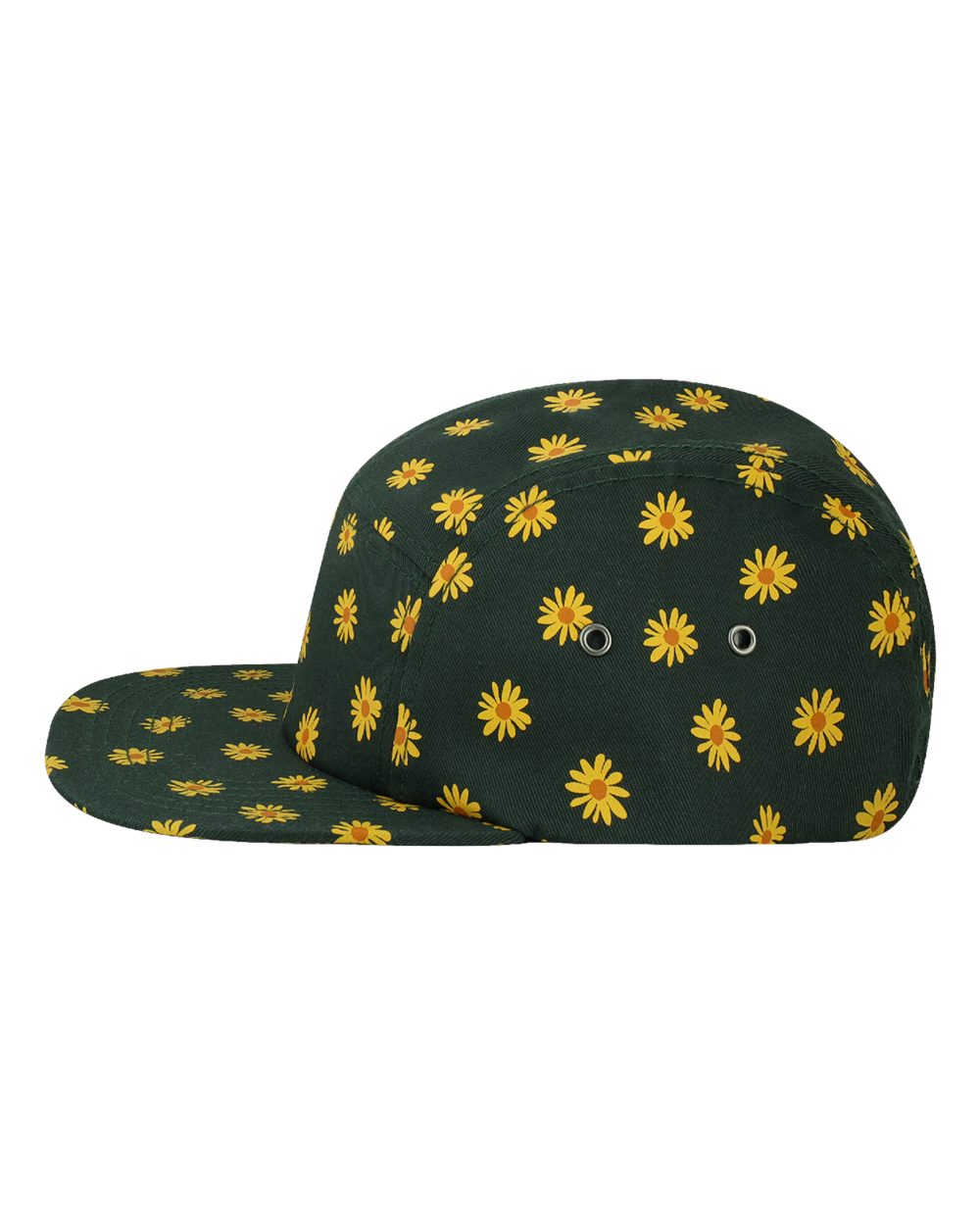 Left View of Yellow Daisies Five-Panel Camper Hat - CAMPER