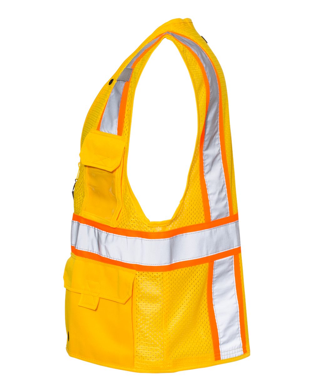 Left View of Yellow/ Orange - B106 EV Series® Enhanced Visibility Multi-Pocket Mesh Vest - B100-111