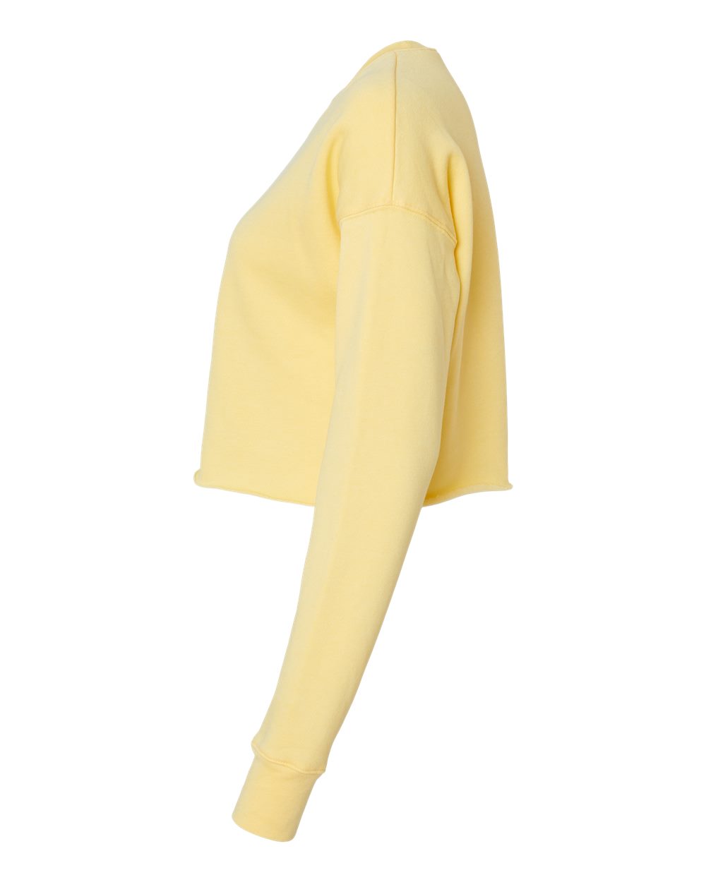 Left View of Yellow Women&#39;s Crop Crew Fleece - 7503