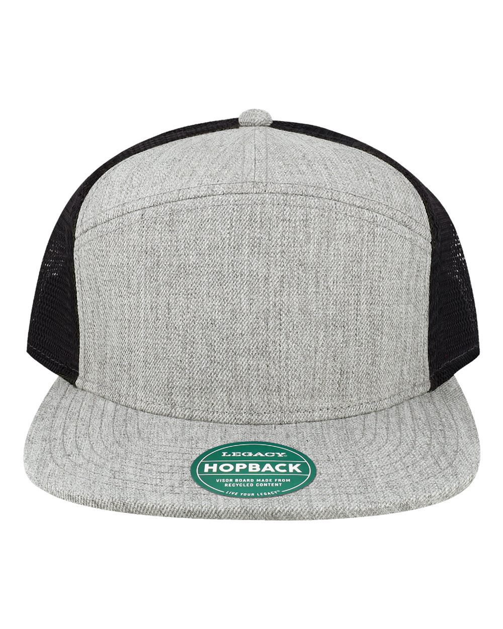 Legacy H7fb Hopback Seven-panel Trucker Cap - Heather Grey Black
