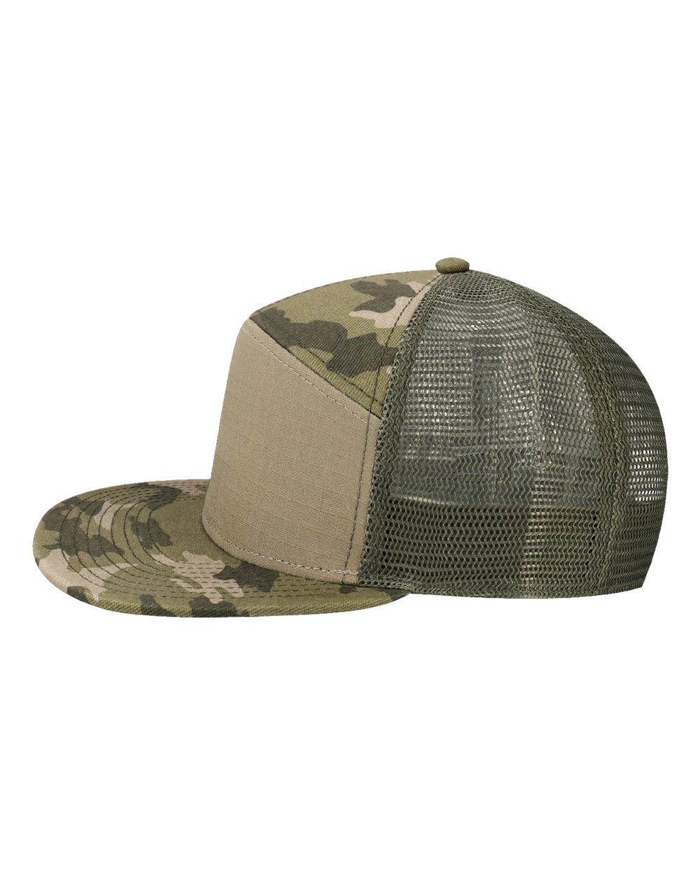 Legacy H7fb Hopback Seven-panel Trucker Cap - Light Olive Ripstop Army Camo