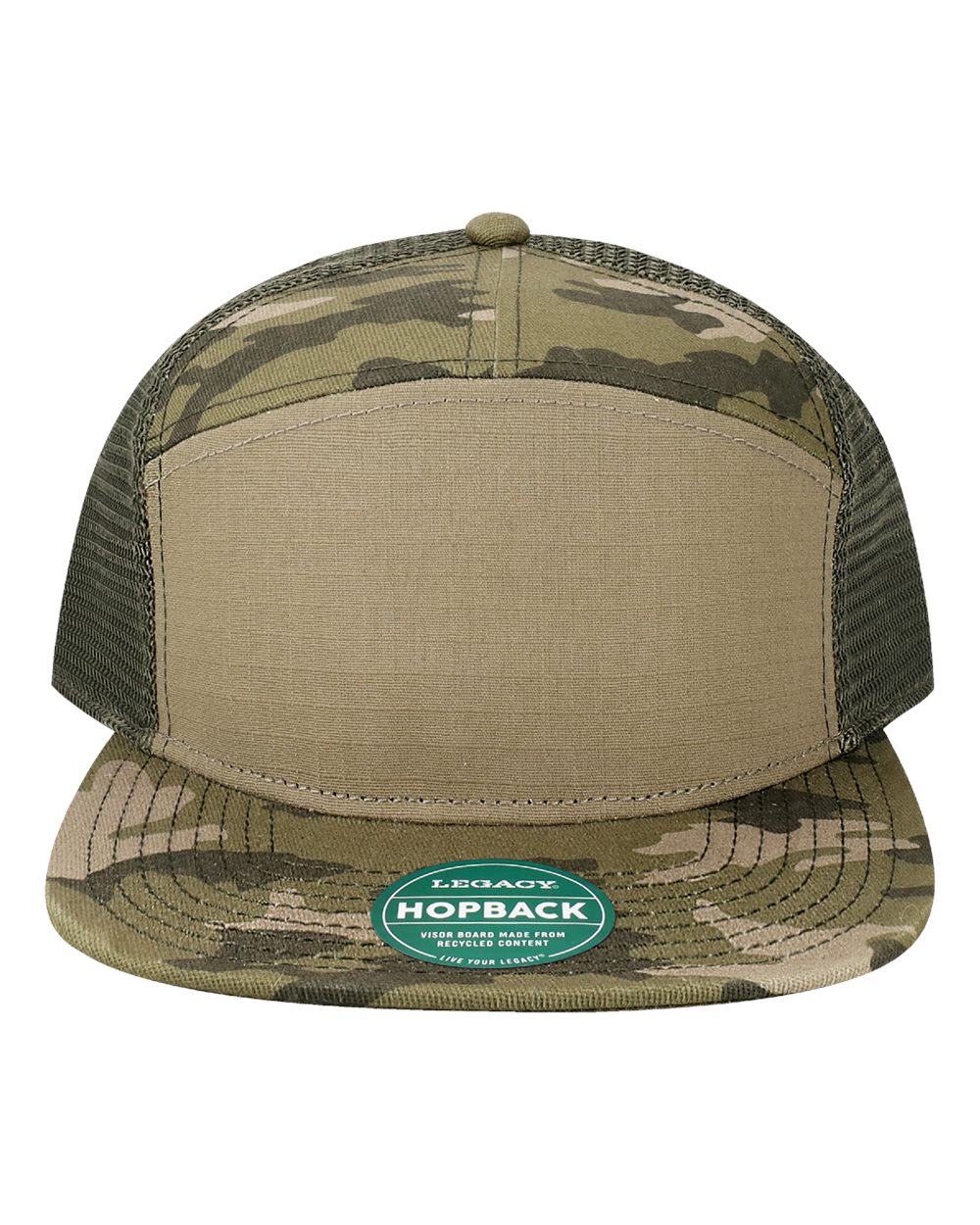 Legacy H7fb Hopback Seven-panel Trucker Cap - Light Olive Ripstop Army Camo