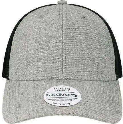 Legacy Lps Lo-pro Snapback Trucker Cap - Heather Gray Black - Adjustable