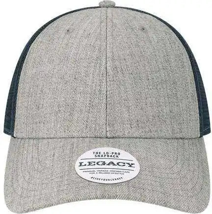Legacy Lps Lo-pro Snapback Trucker Cap - Heather Gray Navy - Adjustable