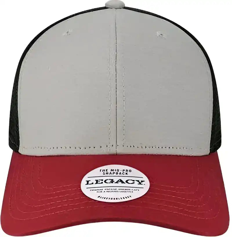 Legacy Mps Mid Pro Snapback Trucker Cap Gray Burgundy Black Maroon / Adjustable